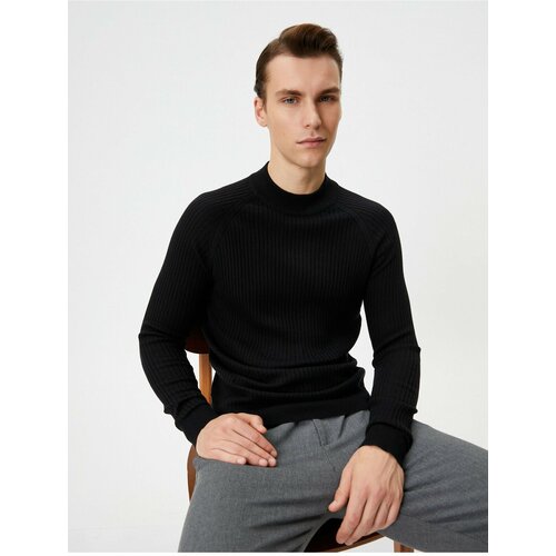 Koton Slim Fit Sweater Knitwear Stand Collar Raglan Sleeve Textured Slike
