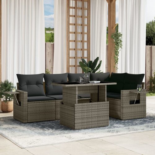 vidaXL 6-dijelni set vrtnih sofa od poliratana s jastucima sivi Cijene