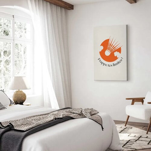  Slika - Badminton Shuttlecock on an Orange Circle Background 40x60 Akustična Slike