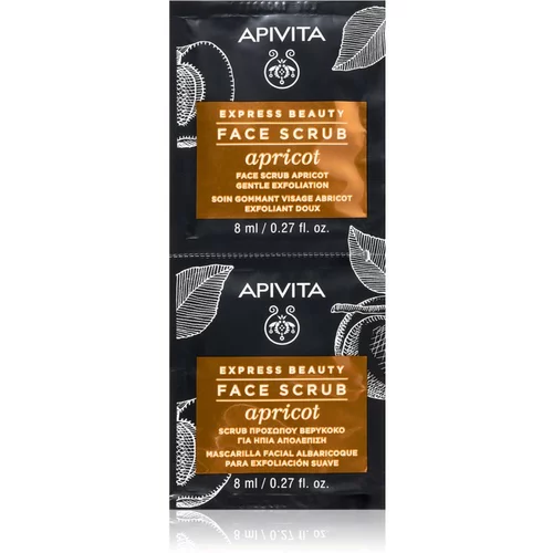 Apivita Express Beauty Apricot nežni čistilni piling za obraz 2 x 8 ml