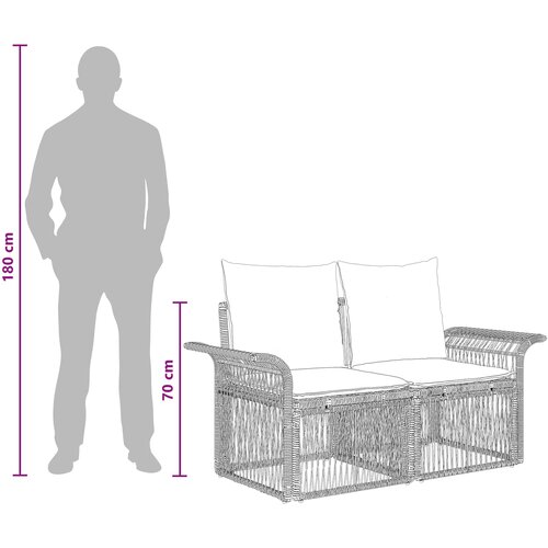  Sjedeća garnitura za vrt 7 kom. Siva poliratan 70.5 x 62 x 70 cm Slike