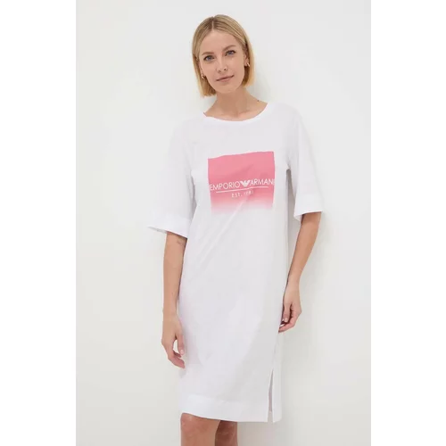 Emporio Armani Underwear Bombažna spalna srajca bela barva, 164687 4R255
