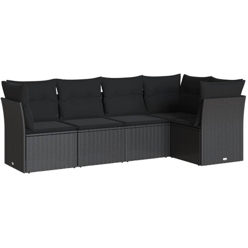 Maison Chic Seti vrtnega pohištva - Vrtna garnitura - Vrtni pohištvo set 5-delna z blazinami črn poli ratan, (21819683) Cene