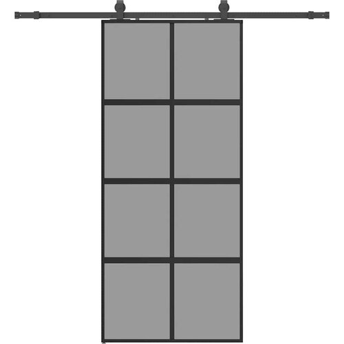  Klizna vrata s priborom crna 90 x 205 cm kaljeno staklo Slike