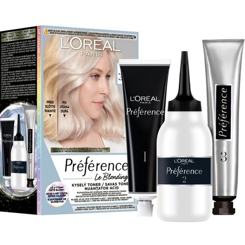 L&amp;acute;Or&amp;eacute;al Paris Pr&amp;eacute;f&amp;eacute;rence Le Blonding Toner kislinski toner za nevtralizacijo medeninastih podtonov odtenek 01 Platinum Ice 1 kos Slike