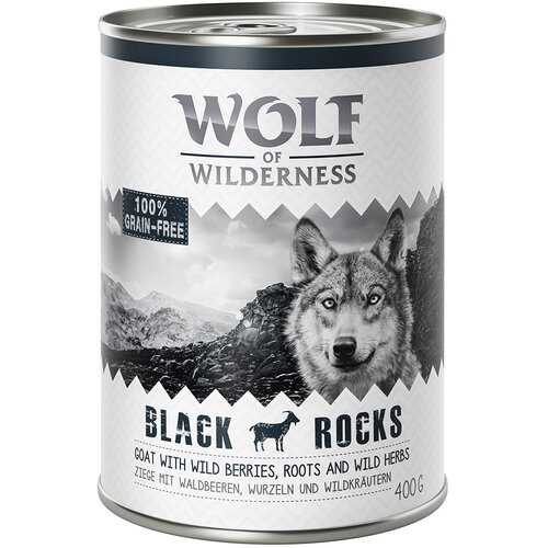 Wolf of Wilderness Ekonomično pakiranje: Adult 24 x 400 g - NOVO Black Rocks - koza Slike