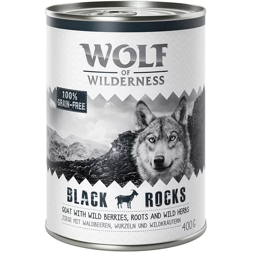 Wolf of Wilderness Ekonomično pakiranje: Adult 24 x 400 g - NOVO Black Rocks - koza