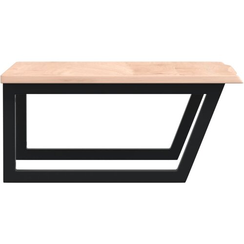  Zidna polica za umivaonik od čelika i masivne hrastovine Smeđa 60 x 60 x 2 cm Slike