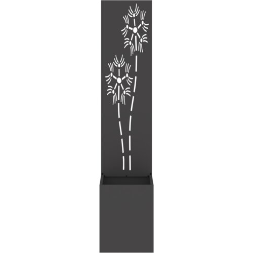 vidaXL Vrtno korito z dekorativno ploščo Črna 32 x 140 cm Mnogi jeklo Cene