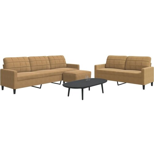 vidaXL 3-dijelni set sofa s jastucima smeđi baršunasti Cijene