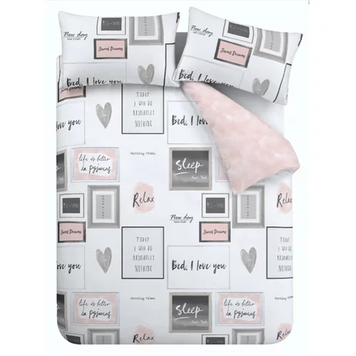 Catherine Lansfield Bijela/ružičasta posteljina za bračni krevet 200x200 cm Sleep Dreams –