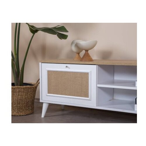 Hanah home TV nosač za komodicu, 55x180x41 cm, boja bijelog hrasta Slike