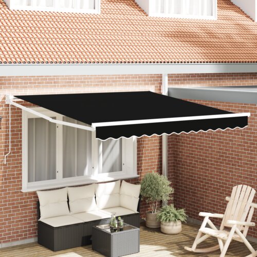 VidaXL Ručna Uvlačna Tenda Crna 350x250 cm, Zamjensko Platno za Tendu 3.5x2.5 m Crna Slike