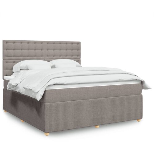 vidaXL Box spring postelja z vzmetnico taupe 180x200 cm blago Cene