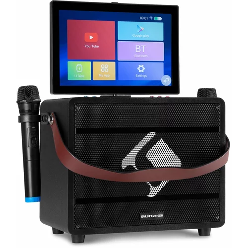 Auna Pro Spin 8, karaoke sistem, 12,1" zaslon na dotik, 2 UHF-mikrofon, WiFi, BT, USB, SD, HDMI