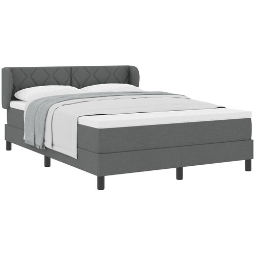 VidaXL Box Spring Krevet s Madracem - Tamno Siva, 140x190 cm, Tkanina Slike