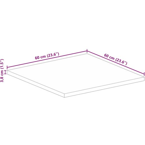 Stolna ploča 60x60x3,8 cm četvrtasta od masivnog drva manga Slike