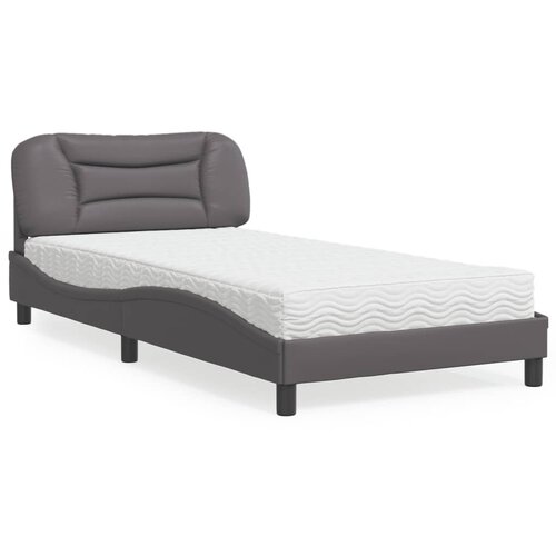VidaXL Krevet s madracem sivi 100 x 200 cm od umjetne kože Slike
