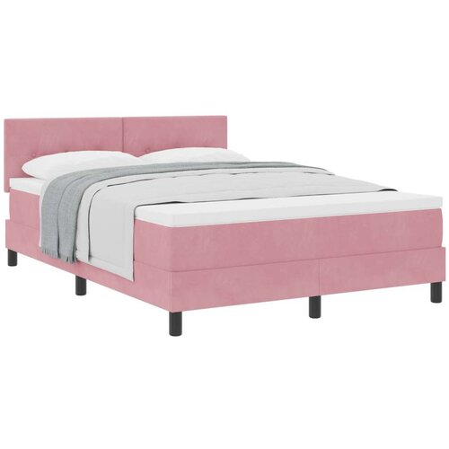 Box Spring Krevet s Madracem Ružičasta 160x200 cm Baršun Cijene