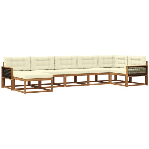 vidaXL Zunanja garnitura za sedenje z blazino 7 pcs Naravna in smetana, (5000280091) Cene