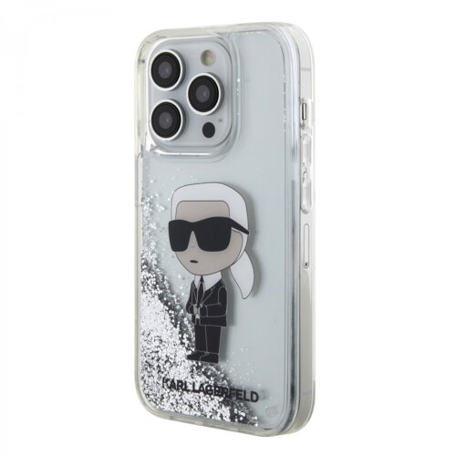 Karl Lagerfeld Originalen ovitek KLHCP15LLNKHCH za iPhone 15 Pro prozorna trda zaščita z bleščicami - NFT Karl Body Cene