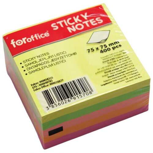  SAMOLJEPLJIV KOCKA 75X75 MM 400L FOROFFICE 5 BOJA NEON Cene