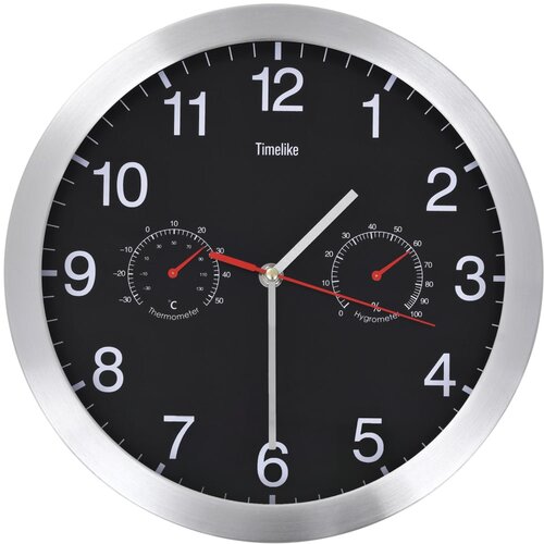 VidaXL Stenska ura s Quartz gibanjem, higrometrom in termometrom 30 cm Slike
