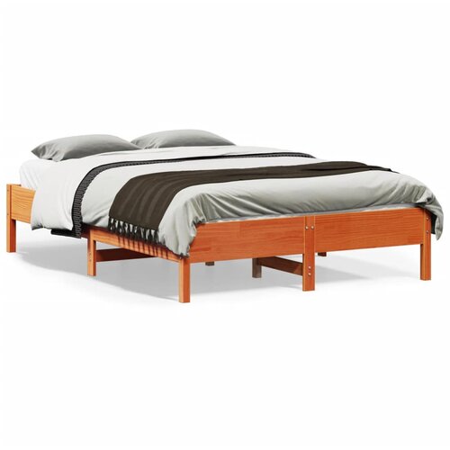 vidaXL Posteljni okvir voščeno rjav 135x190 cm trdna borovina Cene