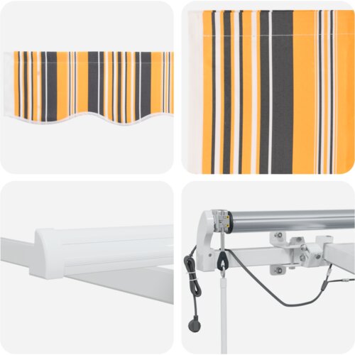 vidaXL Automatska Uvlačiva Tenda s LED Višebojnim Pruge 450x300 cm Cene