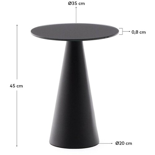 Kave Home Okrogla stranska mizica s stekleno mizno plo&amp;scaron;čo &amp;oslash; 35 cm Wilshire &amp;ndash; Slike