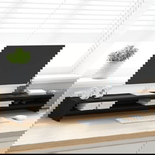VidaXL Stalak za monitor crni hrast 100x24x13 cm konstruirano drvo Slike
