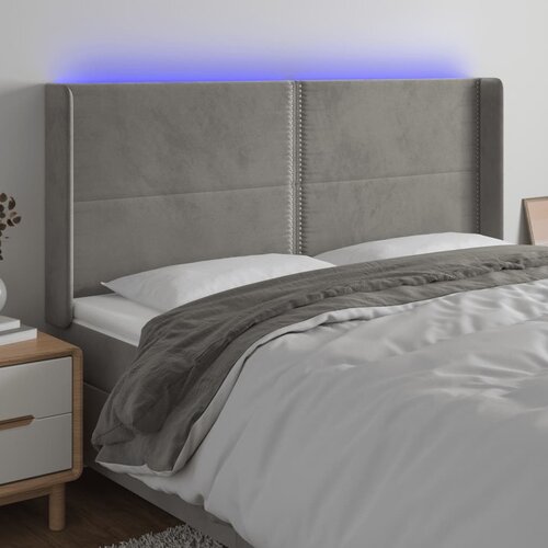 vidaXL LED posteljno vzglavje svetlo sivo 183x16x118/128 cm žamet Cene