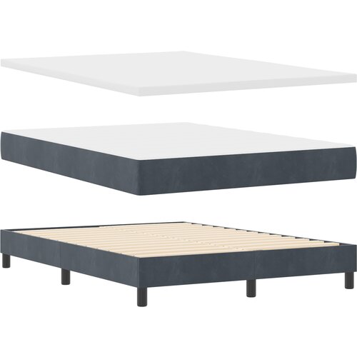 vidaXL Box Spring Postelja z Mattresom Temno Siva 140x190 cm Žamet, (22050269) Cene