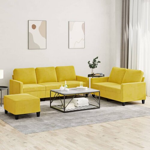vidaXL 3-dijelni set sofa s jastucima žuti baršunasti Cijene