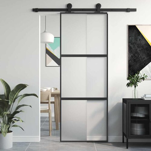  Klizna vrata crna 76x205 cm od kaljenog stakla i aluminija Cijene