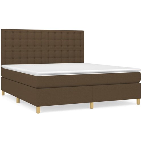 VidaXL Box spring postelja z vzmetnico temno rjava 160x200 cm blago, (20901866) Slike