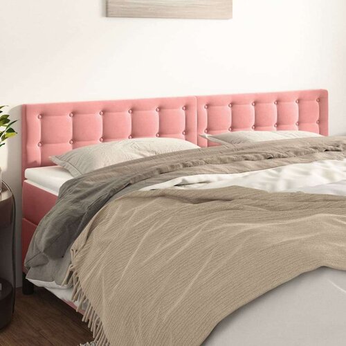  Posteljno vzglavje 2 kosa roza 100x5x78/88 cm žamet, (20792999) Slike