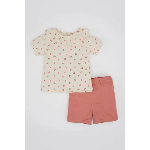 Defacto Baby Girl Floral Crinkle Blouse Shorts 2 Piece Set
