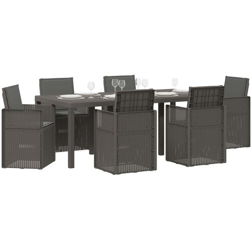  Vrtni set za objed s jastukom 7 pcs Svjetlosiva i antracit PP Slike