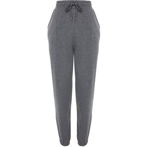 Trendyol Anthracite Loose Jogger High Waist Cut Out Detailed Thick Knitted Sweatpants Slike