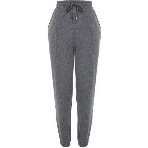 Trendyol Anthracite Loose Jogger High Waist Cut Out Detailed Thick Knitted Sweatpants