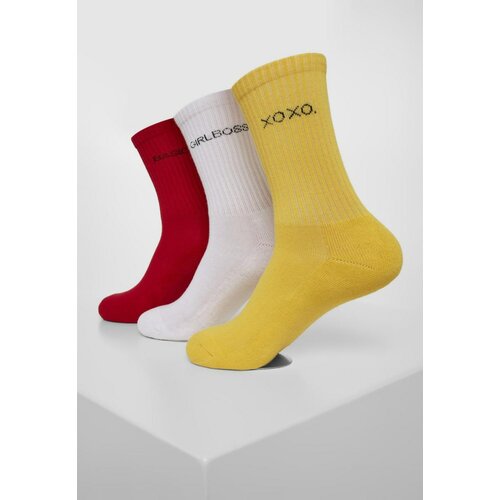 Urban Classics wording socks 3-Pack yellow/red/white Slike
