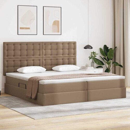  Krevet s od storage s madracem Kapućino 200 x 200 cm Lažna koža Cijene