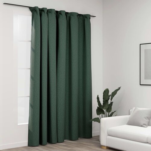 vidaXL Zavjesa za zamračivanje s kukama zelena 290 x 245 cm Cijene
