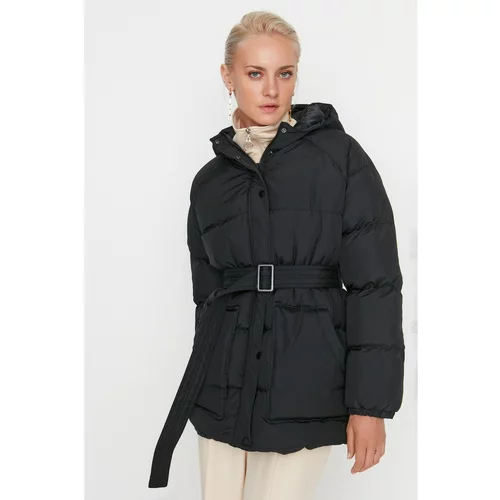Trendyol Black Oversize Arched Hooded Inflatable Coat