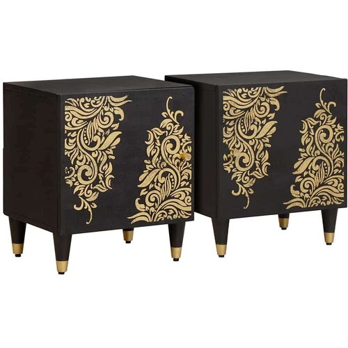 vidaXL Nočna omarica z vrati 2 pcs Črna 40 x 33 x 46 cm Cene