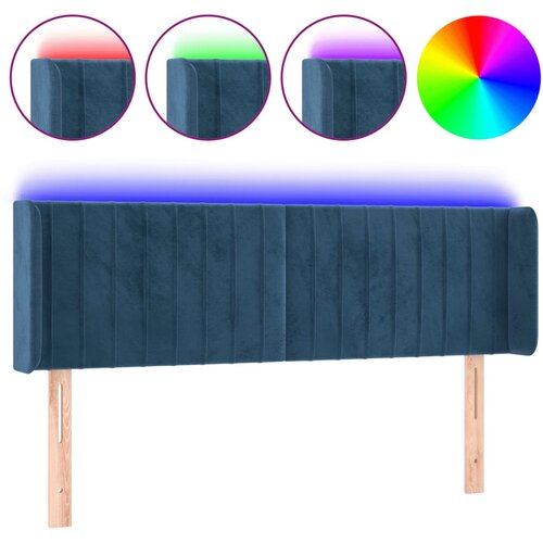 Maison Chic LED Posteljno vzglavje - Vzglavna omarica - Nočna omarica temno modro 147x16x78/88 cm žamet, (21710137) Cene