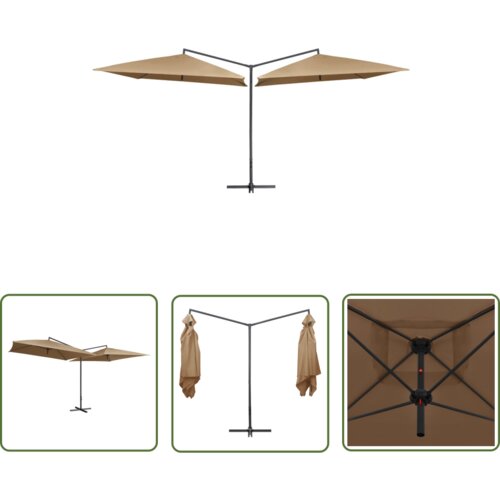  The Living Store Dvojni senčnik z jeklenim drogom 250x250 cm taupe - Dvojni Senčnik, (21743713) Slike