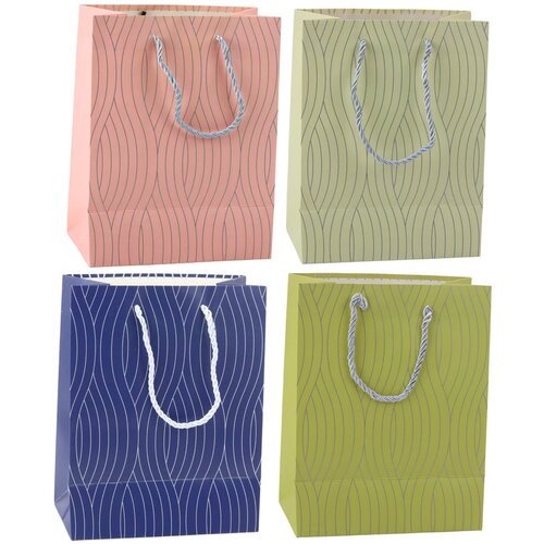  Paper Gift Bag Silver Wavy Lines 23 x 18 x 10.5 cm Slike
