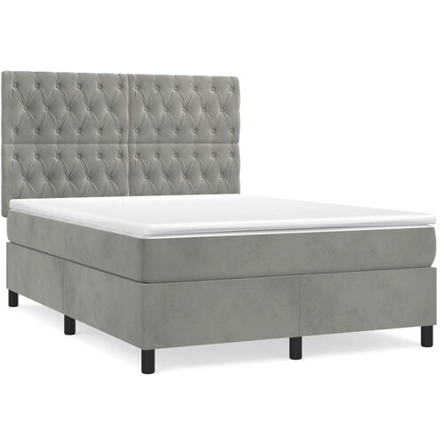 Maison Chic Box spring postelja - Vzmetna postelja z vzmetnico svetlo siva 140x200 cm žamet SL22549, (21890569) Cene